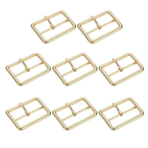 Uxcell 1.77 IN(45mm) Metal Single Prong Buckle [8Pcs] - Webbing Belts Center Bar Buckle - [Gold Tone] Square Loops Clasp