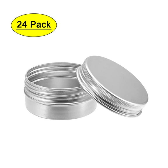 Uxcell 1.7oz 50ml Screw Top Lid Round Cans Tin Containers Aluminum Silver Tone 24 Pack
