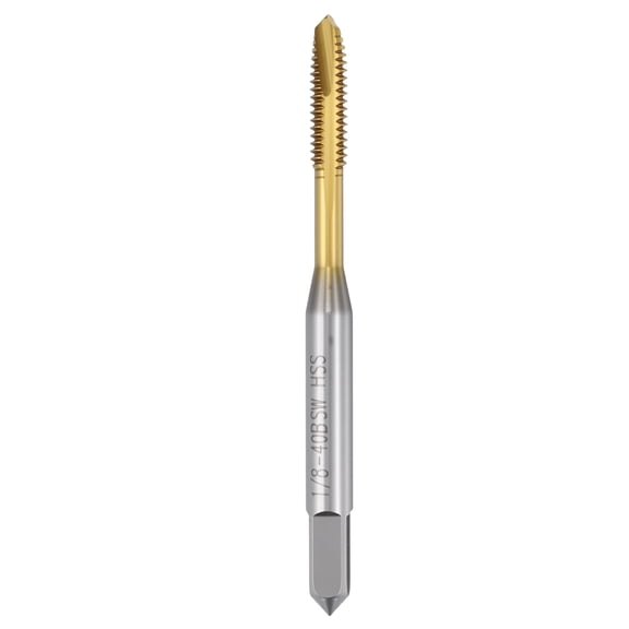 Uxcell 1/8-40 BSW Spiral Point Tap - M2 High Speed Steel Right Hand Thread Tap JIS Standard Titanium Finish Screw Thread Milling Machine Taps Threading Tapping