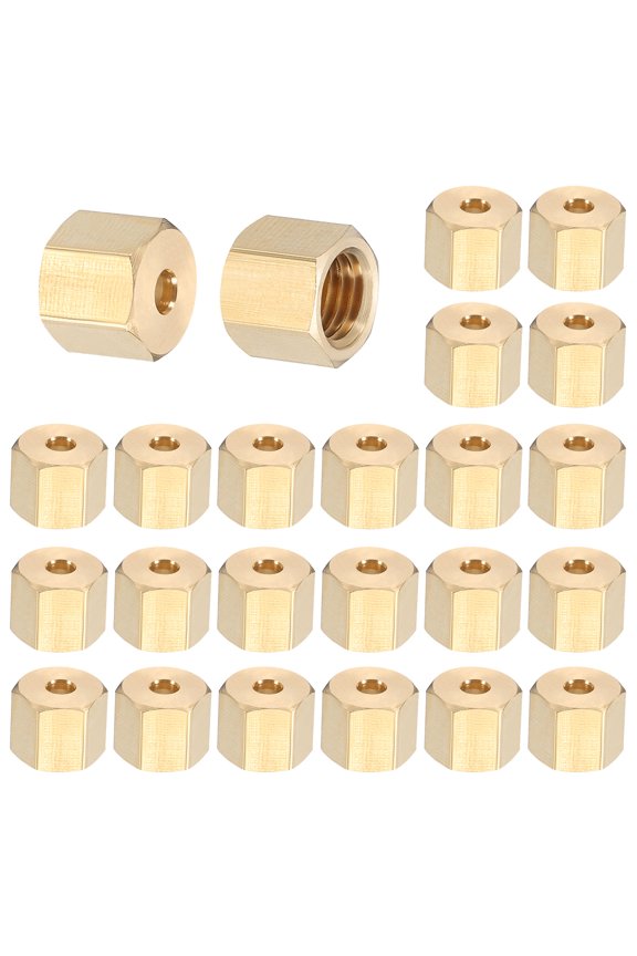 1/8 Brass Compression Nut 50Pcs Valve Cap Flare Tube Gas Line Cap Pipe Brass Compression Fitting