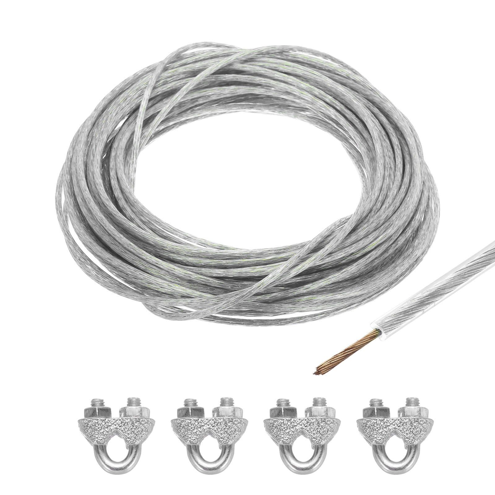 Wire Rope Vinyl Uxcell 1/8 Clear Vinyl Coated Wire Ropes 49ft Galvanized Steel with ...