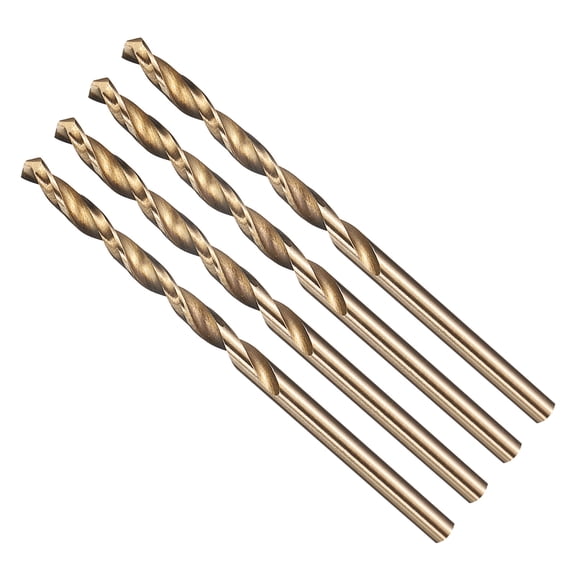 Uxcell 1/8"" Drill Bit Straight Shank 4241 HSS Gold Finish, 4pcs