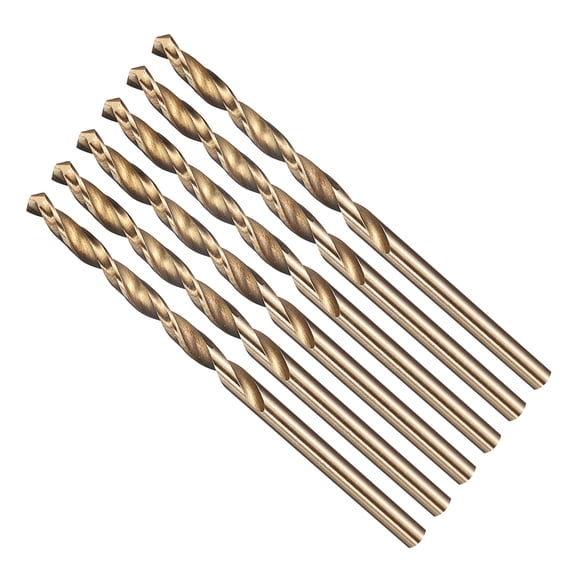 Uxcell 1/8"" Drill Bit Straight Shank 4241 HSS Gold Finish, 6pcs
