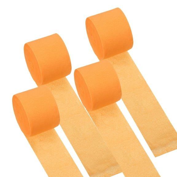 Uxcell 1.8 Inch Crepe Paper Streamer, 4 Roll 328ft Soft Paper Streamer Crepe Paper Sheet, Light Orange