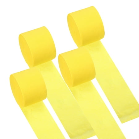 Uxcell 1.8 Inch Crepe Paper Streamer, 4 Roll 328ft Soft Paper Streamer Crepe Paper Sheet, Yellow