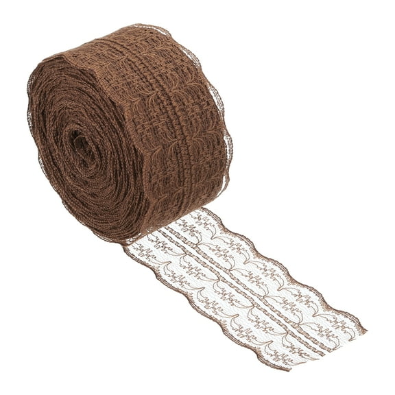Uxcell 1.8 Inch Wide 25 Yards Lace Trim Ribbon Sewing Lace Roll Gift Package Pattern Wrapping Brown