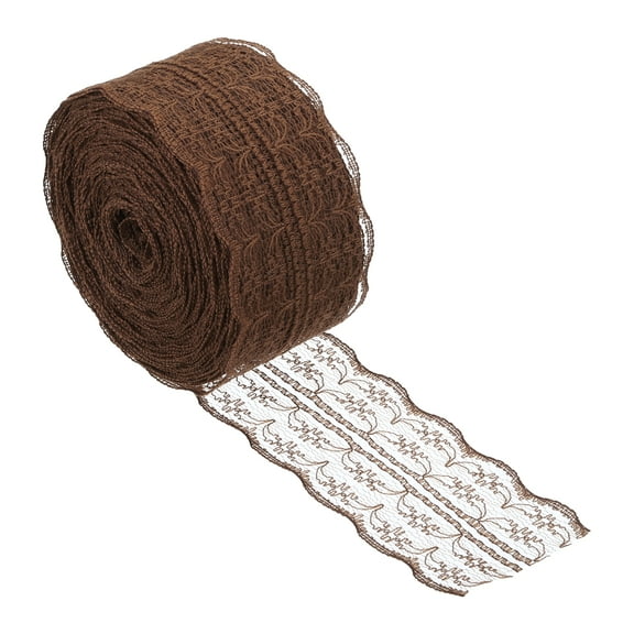 Uxcell 1.8 Inch Wide 25 Yards Lace Trim Ribbon Sewing Lace Roll Gift Package Pattern Wrapping Dark Brown