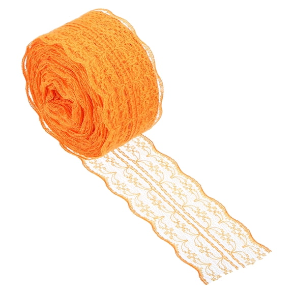 Uxcell 1.8 Inch Wide 25 Yards Lace Trim Ribbon Sewing Lace Roll Gift Package Pattern Wrapping Orange