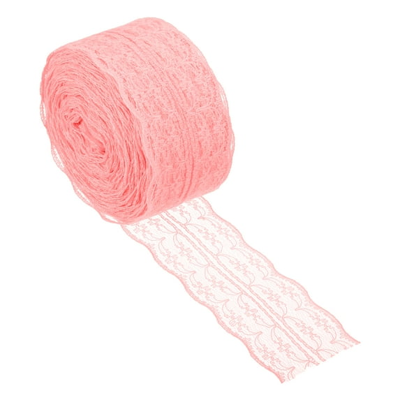 Uxcell 1.8 Inch Wide 25 Yards Lace Trim Ribbon Sewing Lace Roll Gift Package Pattern Wrapping Peach Beige