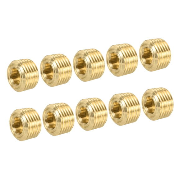 Uxcell 1/8" NPT Male Thread Hex Internal Head Socket Fitting Brass Pipe Plug 10 Pack