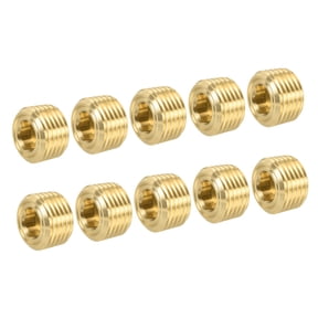 Uxcell 1/8" NPT Male Thread Hex Internal Head Socket Fitting Brass Pipe Plug 10 Pack