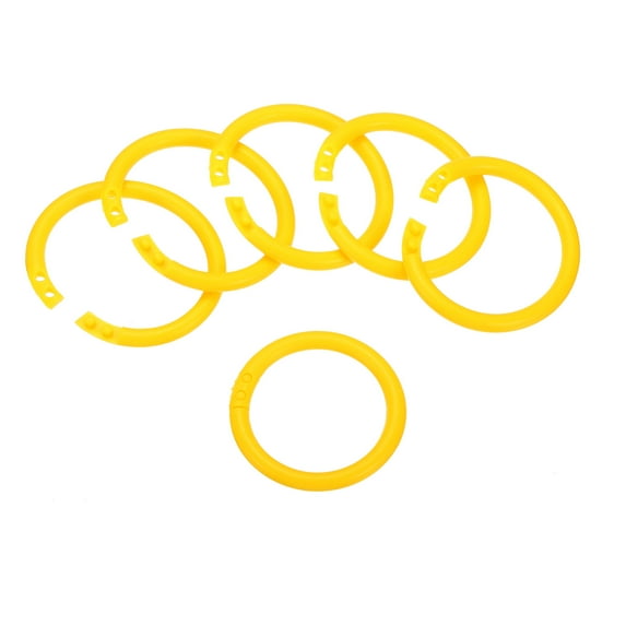 Uxcell 1.8" OD 1.4" ID Loose Leaf Rings Binder Ring Plastic O Rings for Book Scrapbook, Yellow 50 Pack
