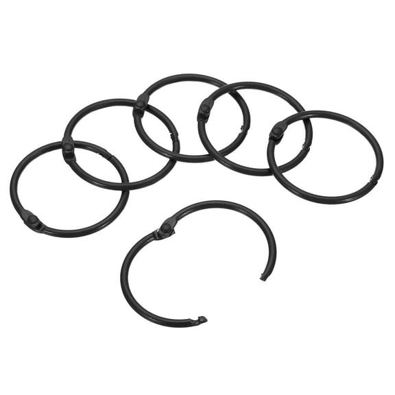 Uxcell 1.8" OD 1.5" ID Loose Leaf Rings Binder Ring Book Rings Steel for Scrapbook, Black 20 Pack