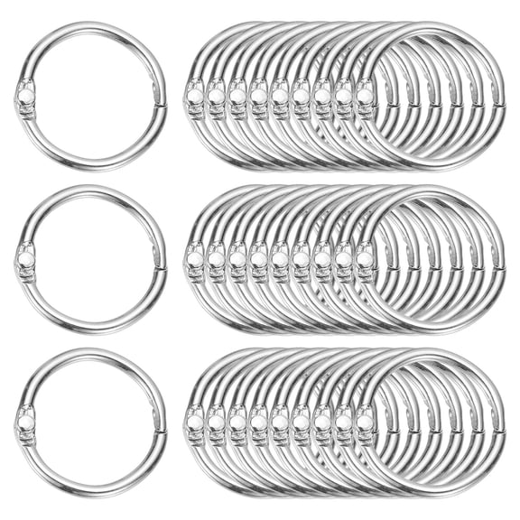 Uxcell 0.8" x 1" Loose Leaf Binder Rings, 60 Pcs Metal Book Rings Nickel Keychain Ring for Paper Index Cards Flash Card Notebook Rings Office Home Book Binder, Silver Tone