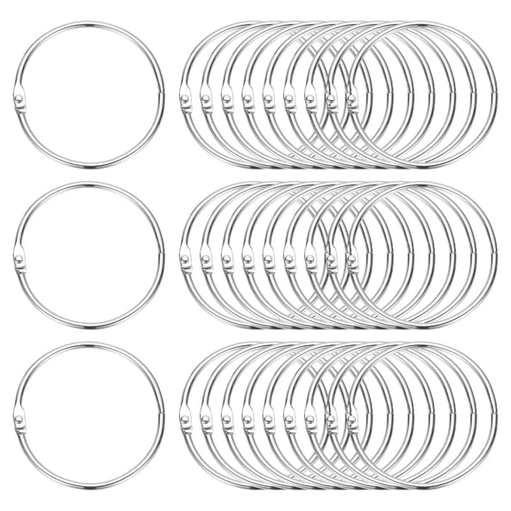 Uxcell 2.2" x 2.4" Loose Leaf Binder Rings, 30 Pcs Metal Book Rings Nickel Keychain Ring for Paper Index Cards Flash Card Notebook Rings Office Home Book Binder, Silver Tone
