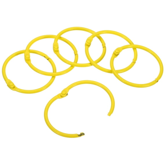 Uxcell 1.8" OD 1.5" ID Loose Leaf Rings Binder Ring Book Rings Steel for Scrapbook, Yellow 10 Pack