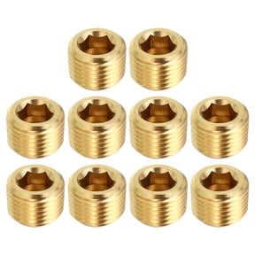 Uxcell 1/8" PT Brass Hex Countersunk Plugs Counter Sunk Internal Hex Thread Socket Pipe Plugs Male Fittings 10 Pack