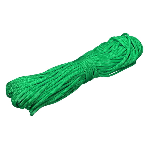 Uxcell 1/8" Paracord Rope, 100ft 7 Strand Heavy Duty Camping Rope Braided Polypropylene Ropes, Lightweight Tie-Downs Utility Cord for Marine, Indoor & Outdoor, Grass Green