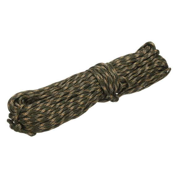 Uxcell 1/8" Paracord Rope, 100ft 7 Strand Heavy Duty Camping Rope Braided Polypropylene Ropes, Lightweight Tie-Downs Utility Cord for Marine, Indoor & Outdoor, Army Green/Brown