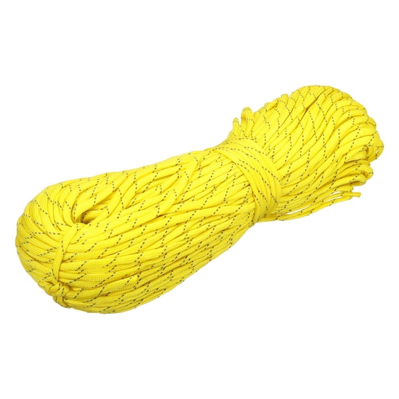 Uxcell 1/8" Paracord Rope, 151ft 7 Strand Heavy Duty Camping Rope Braided Polypropylene Ropes, Lightweight Tie-Downs Utility Cord for Marine, Indoor & Outdoor, Stripe Yellow