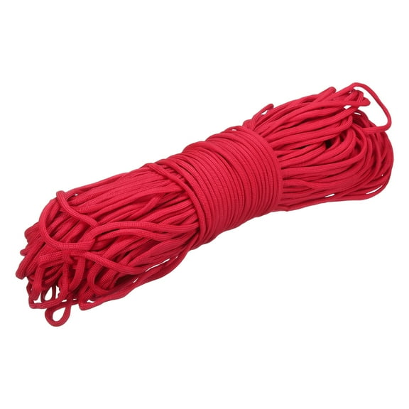 Uxcell 1/8" Paracord Rope, 151ft 7 Strand Heavy Duty Camping Rope Braided Polypropylene Ropes, Lightweight Tie-Downs Utility Cord for Marine, Indoor & Outdoor, Red