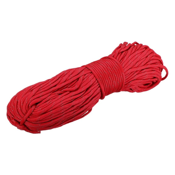 Uxcell 1/8" Paracord Rope, 151ft 7 Strand Heavy Duty Camping Rope Braided Polypropylene Ropes, Lightweight Tie-Downs Utility Cord for Marine, Indoor & Outdoor, Stripe Red