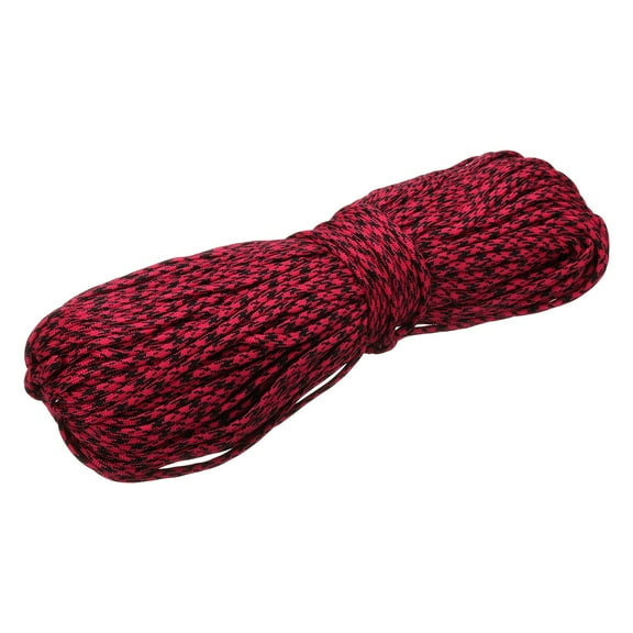 Uxcell 1/8" Paracord Rope, 151ft 7 Strand Heavy Duty Camping Rope Braided Polypropylene Ropes, Lightweight Tie-Downs Utility Cord for Marine, Indoor & Outdoor, Red/Black