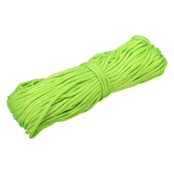 Uxcell 1/8" Paracord Rope, 200ft 7 Strand Heavy Duty Camping Rope Braided Polypropylene Ropes, Lightweight Tie-Downs Utility Cord for Marine, Indoor & Outdoor, Fluorescent Green
