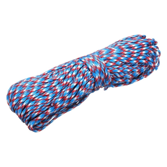 Uxcell 1/8" Paracord Rope, 200ft 7 Strand Heavy Duty Camping Rope Braided Polypropylene Ropes, Lightweight Tie-Downs Utility Cord for Marine, Indoor & Outdoor, Blue/Red/White