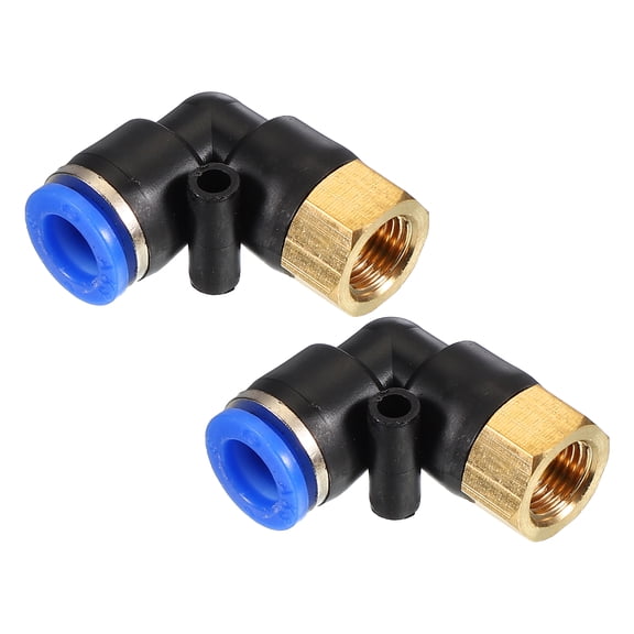 Uxcell 1/8" Push to Connect Fitting 2 Pack PT Female Thread 90 Degree Connect 8mm Tubing Elbow Adapter