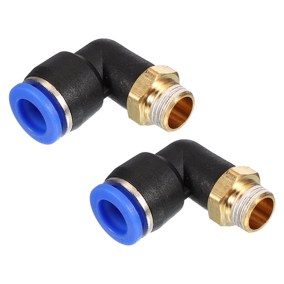 Uxcell 1/8" Push to Connect Fitting 2 Pack PT Male Thread 90 Degree Connect 8mm Tubing Elbow Adapter