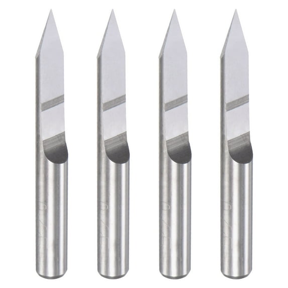 Uxcell 1/8" Shank 0.1mm Tip 40 Degree Solid Carbide Wood Engraving CNC Router Bit 4 Pack