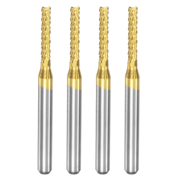 Uxcell 1/8" Shank 2mm x 9.5mm Titanium Coated Carbide End Mill CNC Router Bits 4 Pack