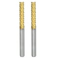 thumbnail image 1 of Uxcell 1/8" Shank 3mm x 17mm Titanium Coated Carbide Left Hand End Mill CNC Router Bits 2 Pack, 1 of 6