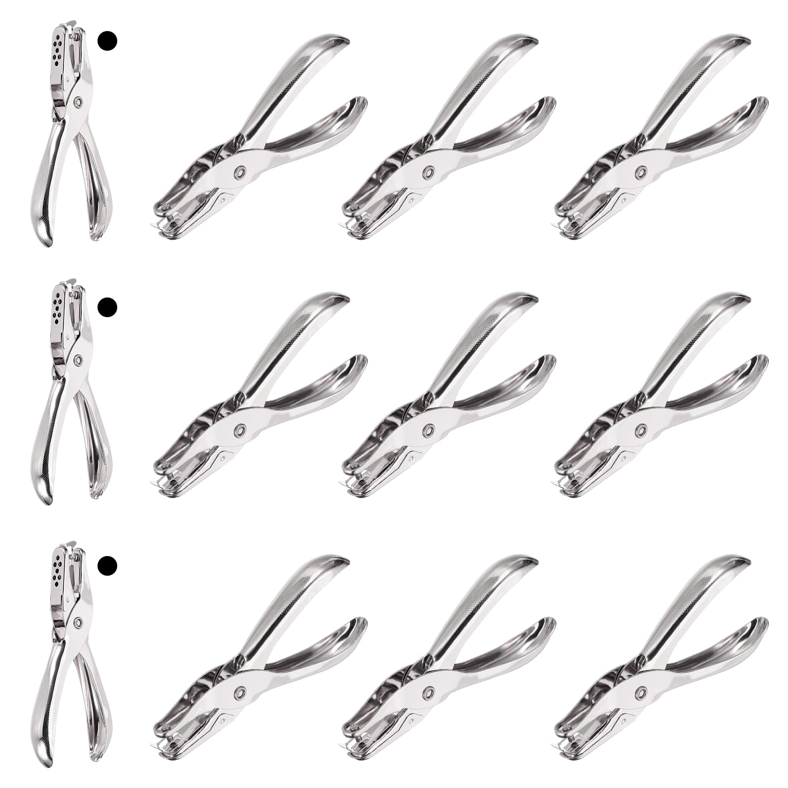 Uxcell 1/8" Single Hole Punch, 12 Pack Handheld Hole Puncher Metal Paper Puncher for Tag DIY Craft Scrapbook Ticket, Silver