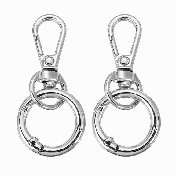 Uxcell 1.8" Swivel Snap Hooks with Key Rings, 2Pcs Double Opening  Metal Lobster Swivel Clasp Clip with O Ring for DIY Crafts Lanyard Making, Silver Tone