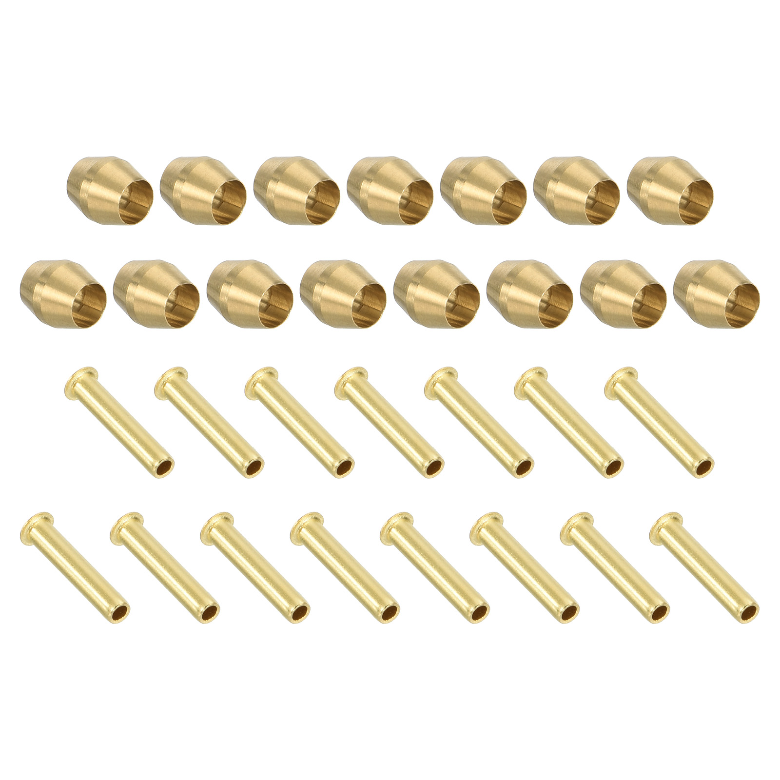 Sourcing Map 30Pcs Brass Compression Sleeve Ferrules - Fit 3mm (1/8 Inch) OD Tube For Water, Oil, Air Pipe