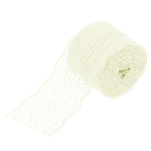 Uxcell 1.8" Wide 11 Yard Lace Ribbon Floral Pattern Beige Lace Trim Ribbon for Gift Wrapping, Wedding Decor