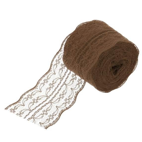 Uxcell 1.8" Wide 11 Yard Lace Ribbon Floral Pattern Brown Lace Trim Ribbon for Gift Wrapping, Wedding Decor