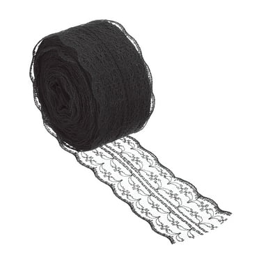 Uxcell 1.8" Wide 25 Yards Lace Trim Ribbon Sewing Craft Roll Wrapping Dress DIY Decoration Black