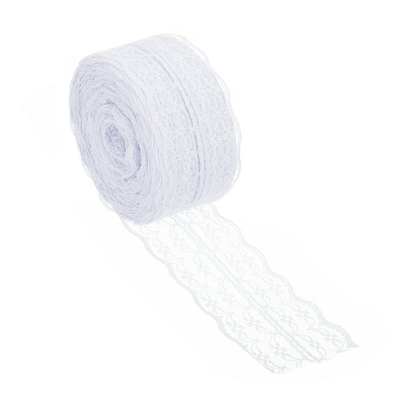 Uxcell 1.8" Wide 25 Yards Lace Trim Ribbon Sewing Craft Roll Wrapping Dress DIY Decoration White