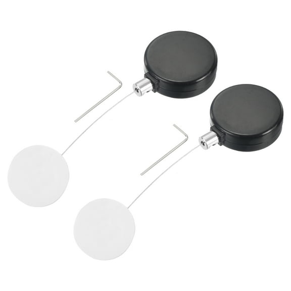 Uxcell 1.8 ft Retractable Cable Lock with Round Patch Remote Control Security Lock with Adjustable Cord Tether Anti Theft, Black, 2 Pack