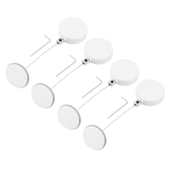 Uxcell 1.8 ft Retractable Cable Lock with Round Patch Remote Control Security Lock with Adjustable Cord Tether Anti Theft, White, 4 Pack
