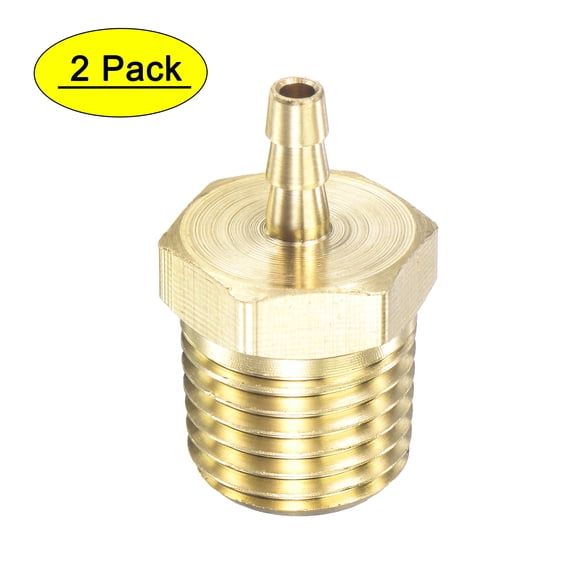 Uxcell 1/8 inch x NPT 1/4 Male Thread Brass Hose Barb Fitting Straight Pipe Connector 2 Count