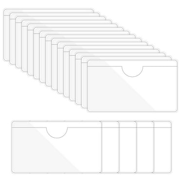 Uxcell 1.8" x 3" Self Adhesive Index Card Pockets Plastic Label Holder Sticky Pocket Sleeves, Clear 20 Pack