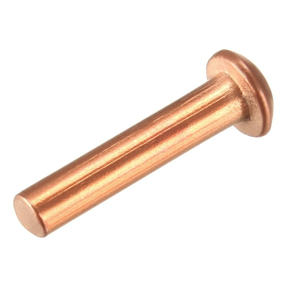Uxcell 1/8" x 35/64" Round Head Solid Rivets Fasteners Copper 50Pcs