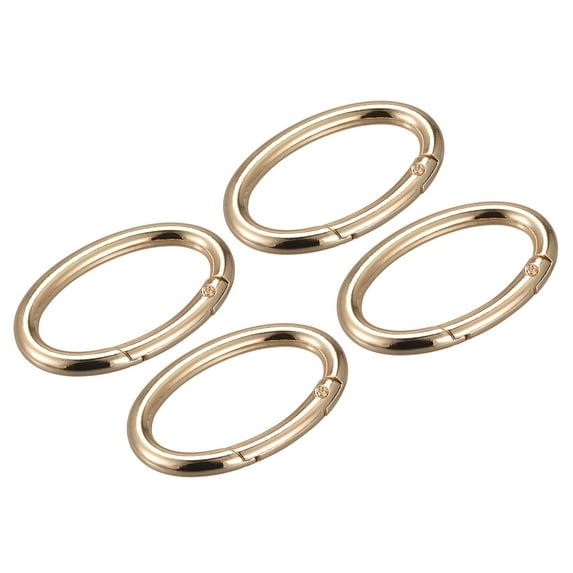Uxcell 1.85 Inch Spring Oval Ring Round Snap Clip Trigger for Bag Purse Keychain, 4Pack Gold