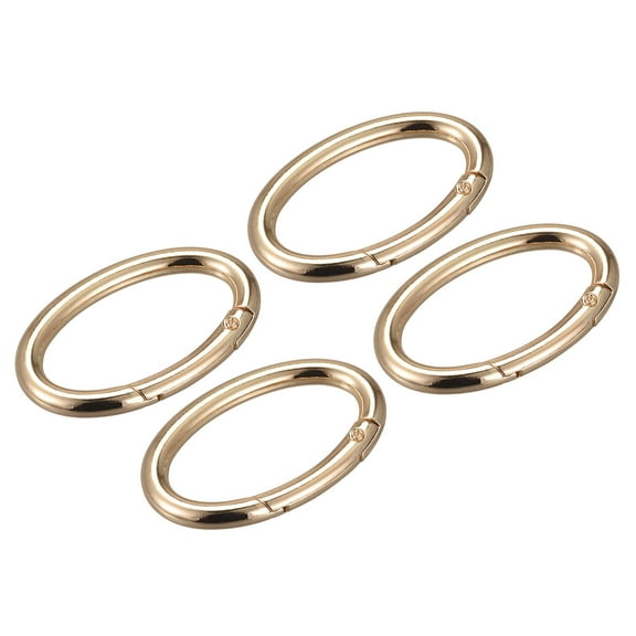 Uxcell 1.85 Inch Spring Oval Ring Round Snap Clip Trigger for Bag Purse Keychain, 4Pack Gold