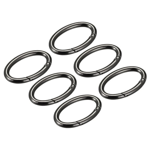Uxcell 1.85 Inch Spring Oval Ring Round Snap Clip Trigger for Bag Purse Keychain, 6Pack Black