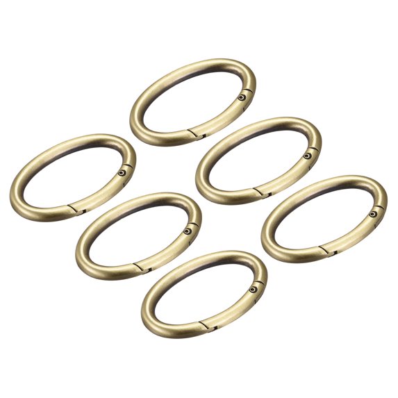 Uxcell 1.85 Inch Spring Oval Ring Round Snap Clip Trigger for Bag Purse Keychain, 6Pack Bronze